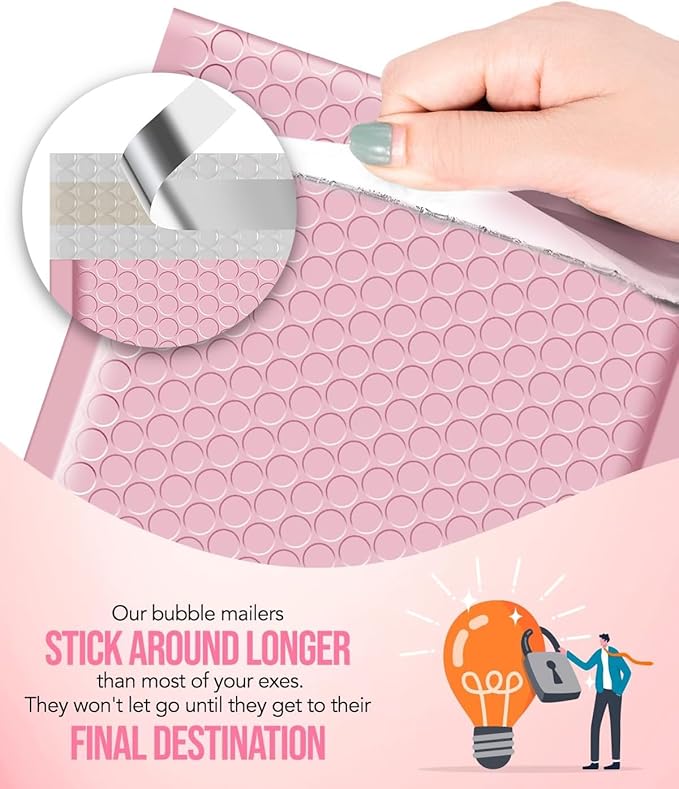 GSSUSA Light Pink Bubble Mailers, 4x8 Small Padded Envelopes, 800 Pack, Strong Adhesion Self-Seal Bubble Envelopes for Small Business