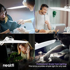Neatfi XL 2,200 Lumens LED Task Lamp, 24W, 117 Pcs SMD LED, 4 Level Brightness, Dimmable, Desk Light for Home, Office, Workbench (Non-CCT with Base, White)