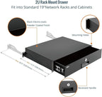 Tecmojo 2U Rack Drawer,Rack Mount Drawer for 19in Network Equipment/Server/AV Rack or Cabinet Enclosure,Sliding and Lockable Server Rack Drawer - Load-Bearing 44lb (20kg),with Cable Management Holes