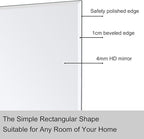 Ruomeng Rectangle Wall Mirror Frameless Bathroom Mirror 48” x 30" Beveled Edge Mirror for Vanity and Entryway