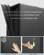 16 Gal (2 x 30 L) Dual Trash Can, Stainless Steel Kitchen Garbage Bin, Recycle Dustbin with Odor Control Box, Soft-Close Lid, Inner Buckets, Side Handle, Step Pedal, for Home Office