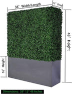 AGPL Artificial Boxwood Hedge Wall (38" Width* 12" Deep* 48" Height) with Dark Gray Stainless Steel Planter Box (48.0)