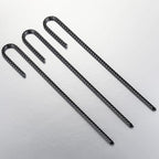 Rebar U/J Hook Extra Heavy Duty, 12 inch x 1/4 inch Rust Proof Coated Steel Ground Anchors for Garden, Tent, Trampoline (50pcs, J-Hook)