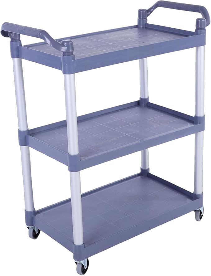 3 Tier Utility Cart Rolling Tool Cart, Heavy Duty Commercial Service Tool 330lbs Load Capacity, Mechanic Tool Storage Organizer for Warehouse Garage M Gray, Equipped with 4