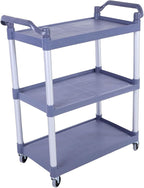 3 Tier Utility Cart Rolling Tool Cart, Heavy Duty Commercial Service Tool 330lbs Load Capacity, Mechanic Tool Storage Organizer for Warehouse Garage M Gray, Equipped with 4