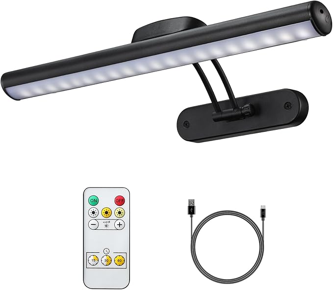 MIOBLUE Wireless Picture Light with Remote, Rechargeable Battery Art Display Light with Remote Control, Dimmable/Timer Off Painting Light, 3 Lighting Modes Full Metal Dartboard Lights (Silver-1Pack)