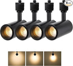 12W Zoomable Track Light Heads,H Track Lighting Heads,15°- 60° Beam Angle Track Lights for Accent Retail,Office, Artwork, 110V Bright Black Track Head 3000K - 4 Pack (Black)