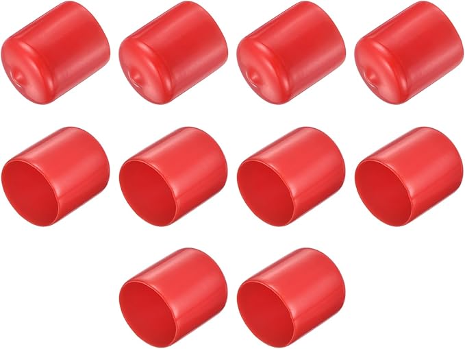 uxcell 10pcs Rubber End Caps 26mm ID Vinyl Round End Cap Cover Screw Thread Protector Red