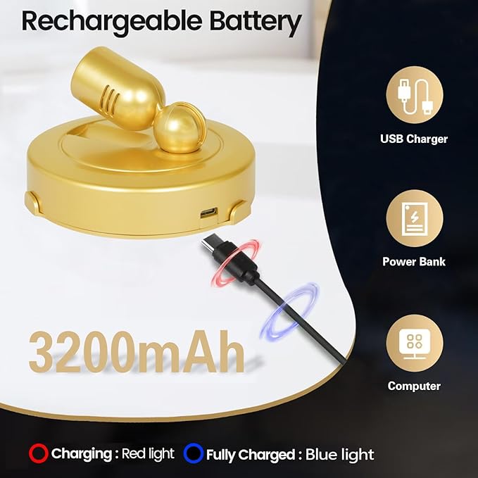 Rechargeable Indoor Spotlight, 3 Lighting Modes Battery Operated Spotlights with Remote, Picture Lights for Wall, Plant Tree Spotlight with Timer, Up Lights for Art Display Artwork-Gold