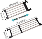 Hershii Expandable Closet Tension Shelf Rod Adjustable Metal Storage Rack Cabinet Organizer DIY Divider Separator Shelves for Wardrobe Cupboard Kitchen Bathroom, Black, 23.62-39.37inches