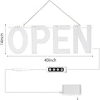 LED Open Sign for Business, 40"x14" Dimmable Brightness Large Electric Light Up Sign, Hanging Installation for Store Restaurant Office Bar Hotel Salon (Red and Blue)