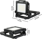 4000Lumens Work Flood Light Cordless Portable Rechargeable Led Work Lights with Magnet for Mechanic, Compatible with Dewalt 20v, Milwaukee,Makita 18v m18 Lithium Tool Battery, Black