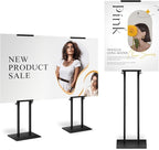 DISPLAYSWORKER Poster Stand for Display,Double Sided Banner Floor Stand with heavy duty Metal Base, Adjustable Pedestal Signage Up to 78 inches for Board & Foam Sign (Double-Pole)