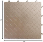 Big Floors RaceDeck Diamond Plate Design, Durable Interlocking Modular Garage Flooring Tile (Beige, 24 Pack of 12 x 12" Tiles)