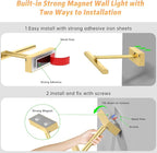 15.35inch Picture Light, Rechargeable Battery Wall Light for Paintings, 3 Colors Paintings Light Dimmable and Timer Metal Art Light for Display, Wall, Artwork, Gallery (Gold)