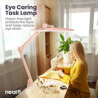 Neatfi XL 2,200 Lumens LED Task Lamp, 24W Super Bright Desk Lamp, 117 Pcs SMD LED, 4 Level Brightness, Dimmable, Task Light for Home, Office, Workbench (Non-CCT, Rose Gold)