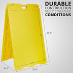 Jumbl Outdoor A-Frame Sandwich Signboard 24” x 36” Display Surface – w/PVC Sign Protector & Sand Fill Holes – Duel Display Signage Stand for Storefront Sidewalk Curb (Yellow)