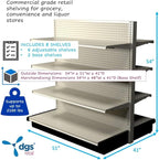 Island Gondola Retail Shelving Display, 8 Shelves Beige [Platinum] Double-Sided 48”W x 54”H x 41”D for Retail Convenience Grocery Office Supply or Liquor Stores, Industrial Grade Made in USA