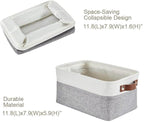 DECOMOMO Small Storage Basket, Closet Storage Bins, Baskets for Organizing Shelves (Grey & White, Small - 6 Pack)