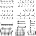 Heavy Duty Black Pegboard Hooks and Baskets for Hanging Tools, 60 Pieces 1/4'' Peg Board Accessories Peg Hooks and Bins, Peg Board Attachments for Organizing Tools Garage Kitchen Bathroom Craft Room