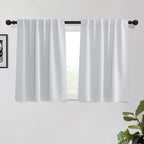 KGORGE 45 inch Curtains for Small Window, Privacy Thermal Insulating Light Filtering Curtains for Bedroom Kitchen Office, Back Tab Rod Pocket, W34 x L45 inches, Greyish White, 2 Panels