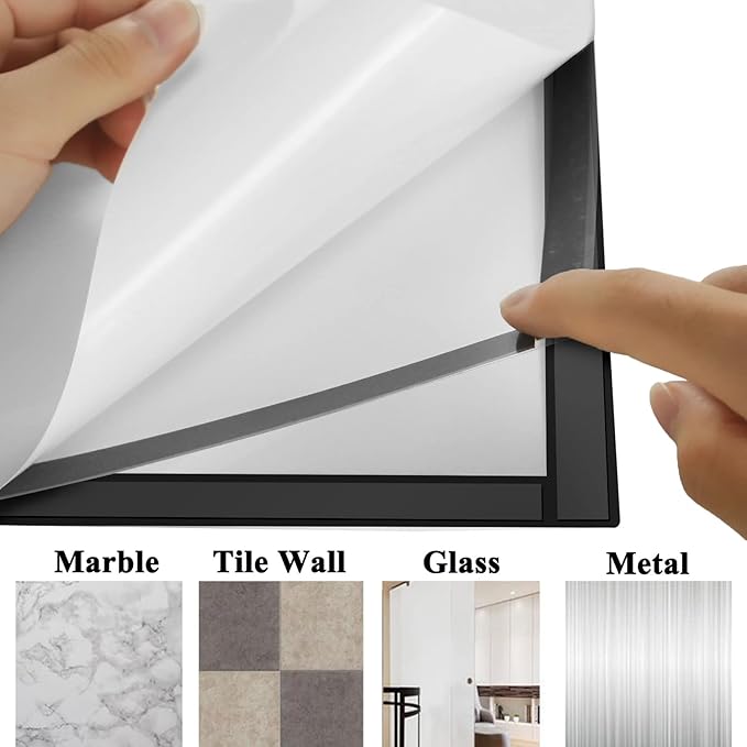 3Pcs Self Adhesive Magnetic Sign Holder 8.5 x 11 inches,Wall Mount Plastic Display Frame,Adhesive Magnetic Framed Paper Document Sign Holder for Home Office Store,Black