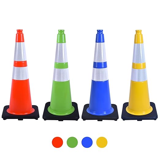 360 Pack 28" Yellow Traffic Cones with Black Base – Heavy Duty Bulk Cones for Construction Sites, Commercial Areas, and Event Safety (360, Yellow, 28 Inch)