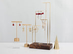GemeShou Gold Metal Small Earring T Bar Stand Retail Display Holder, Retail Jewelry photography props for Show【Gold-Round Base Height 4.5"】