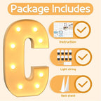 Marquee Letters 3 Feet Tall Large Light Up Letters C Happy Birthday Decorations Marry Me Engagement Party Decor Yellow Light Birthday Decorations Balloon Arch Kit Foam Sign C