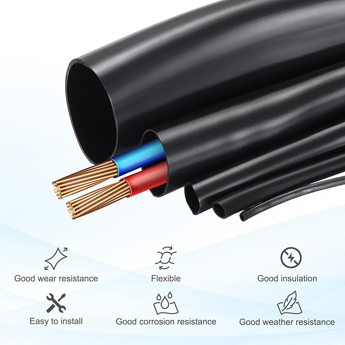 MECCANIXITY 10m PVC Cable Sleeve Tubing, 8mm PVC Tube Black Cord Organizer Wire Shielding Sheathing Wrap
