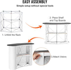 VEVOR Portable Tradeshow Podium Table, 51.18" x 18.31" x 37.4", Display Exhibition Counter Stand Booth Fair with Wall, Foldable Promotion Retail Bar Table Pop Up Podium with Storage Rack, Carrying Bag