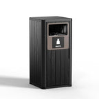 Outdoor Single Barrel Trash Can,Waterproof Resin Garbage Can with Garbage Labels,Durable Waste Bin for Porch, Backyard,Kitchen,for 30 to 39 Gallon Trash Bags