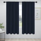 Easy-Going Rod Pocket Blackout Curtains for Bedroom, Room Darkening Window Curtains for Living Room, Thermal Insulated Noise Reduction Solid Window Drapes, 2 Panels(42x72 in, Navy)