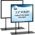 Zhengmy Tabletop Sign Holder with Flat Base Double Sided Countertop Sign Holder Desktop Display Stand Metal Poster Display Stand for Office Store Restaurant Hotels, Black(11" X 8.5",Horizontal,1 Pcs)