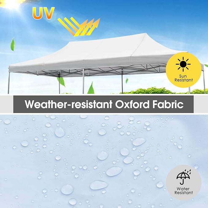 Tangkula 10’ X20’ Carport Tent Pop Up, Commercial Instant Canopy with Tent Peg, Waterproof Wedding Canopy with Wind Rope, Outdoor Shelter Pavilion for Parties Camping, Gazebo with Carry Bag
