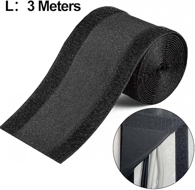 Floor Cable Cover Protector for Wires, 3 Meters Long Cord Management Solution for Office Carpet, Black Polyester Cable Raceway