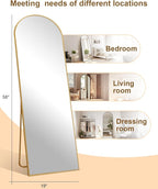 58"x19"Floor Mirror Full Length,Arched Full Length Mirror with Stand,Full Body Mirror,Hanging or Large Leaning for Bedroom Living Room Gold