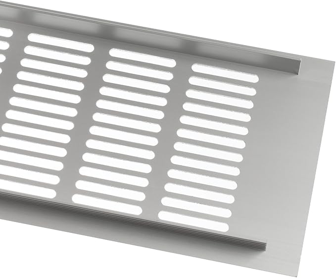 Vent Systems 15.75 x 3.94 (Outer Size) Air Supply Ventilation Grille - Pack of 2 - Silver Aluminum Rectangle Intake/Exhaust Door Vent Deflector - HVAC for Home Improvement Floor, Wall Duct Cover