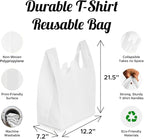 Simply Cool 50 Pack Reusable Eco-Friendly Grocery T-Shirt Shopping Bags 21.5"x12.2"x7.2" Durable, Recyclable Washable Foldable Portable Shopping Tote Bags Bulk