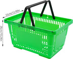 12PCS Shopping Baskets with Handles, Portable Wire Shopping Basket,Open&Stackable Design for Supermarket, Retail, Bookstore (Green)