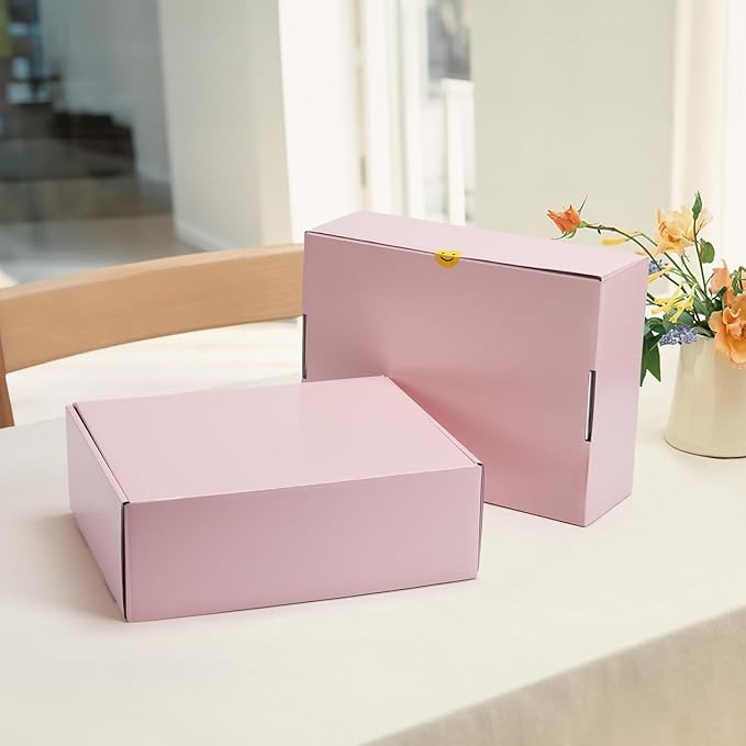 HORLIMER 12x9x4 inches Shipping Boxes Set of 20, Pink Corrugated Cardboard Gift Box for Packing, Mailing, Small Business