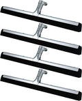 Lasnten 4pcs Double Foam Floor Squeegee for Concrete Industrial Floor Scrubber Stainless Steel Cleaning Squeegee with Rubber Heavy Duty Broom EVA Foam Blade for Garage Window Pool (18 Inch)