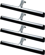 Lasnten 4pcs Double Foam Floor Squeegee for Concrete Industrial Floor Scrubber Stainless Steel Cleaning Squeegee with Rubber Heavy Duty Broom EVA Foam Blade for Garage Window Pool (18 Inch)