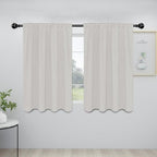 Easy-Going Rod Pocket Blackout Curtains for Bedroom, Room Darkening Window Curtains for Living Room, Thermal Insulated Noise Reduction Solid Window Drapes, 2 Panels(42x45 in, Light Linen)
