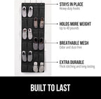 GORILLA GRIP Over the Door Shoe Organizer, 24 Large Breathable Mesh Pockets, Space Saving Hanging Storage Holder, Closet Rack Hanger Holds Up to 40 lbs, Hangs on Closets for Shoes, Accessories, Black