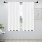 Easy-Going Rod Pocket Blackout Curtains for Bedroom, Room Darkening Window Curtains for Living Room, Thermal Insulated Noise Reduction Solid Window Drapes, 2 Panels(34x63 in, White)