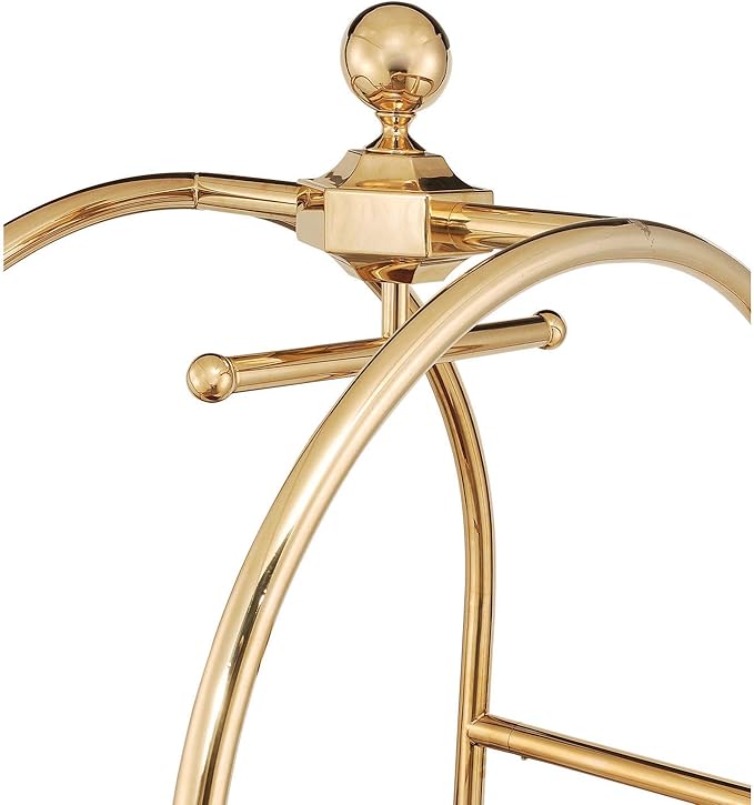 Global Industrial Gold Stainless Steel Bellman Cart Curved Uprights 8" Pneumatic Casters, 41-1/4"L x 24" W x 75" H, Hotel Luggage Cart for Commercial Use, Condos, Resorts