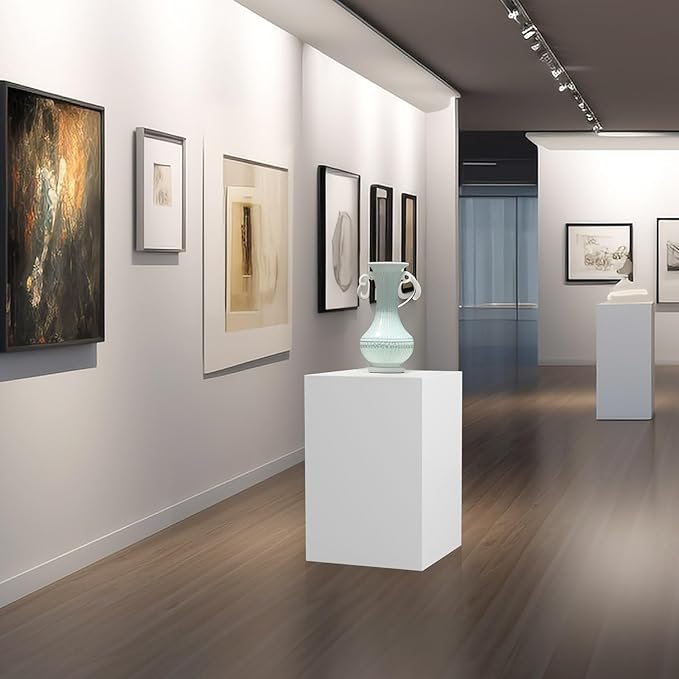 Cube Display Pedestal Stand for Bridal Shop, Square White Display Risers Columns, Party Event Decor Platform Base Tables for Boutiques Wedding Birthday Party Exhibition (15.7*15.7*23.6in)