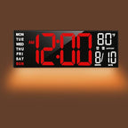 TrophyRak 16" Large Digital Wall Mount Clock, Count Down Timer, Alarm, Big LED, RGB Color, DST, Temperature for Living Room Classroom Desk, Wall, Xmas, Birthday Gift for Senior Mom Dad, Red White