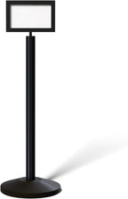 Pedestal Standing Floor Sign Frame with Sloped Base, 7x11 Inch Horizontal, Black Powder Coated Steel - CCW Series SFFS-100